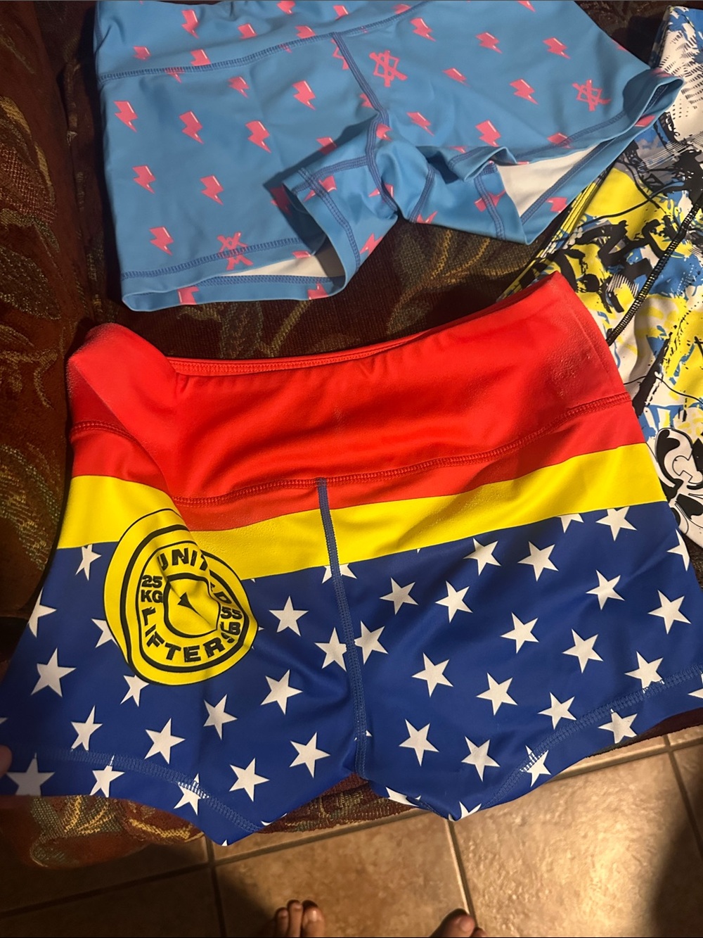 Three Athletic Shorts - Blue Star, Light Blue Lightning, Yellow/Blue Graphic - Picture 2 of 4